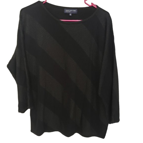 CT231 Ladies Jones New York Black Lightweight Sweater XL - Picture 1 of 3